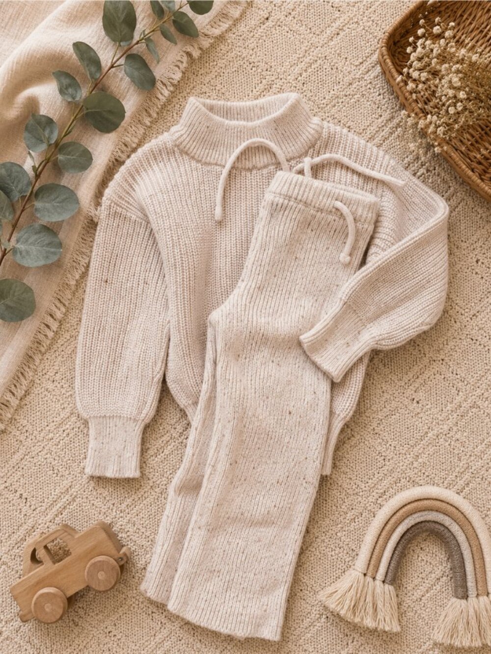 Jamie Kay Speckled Cream Cowl & Knit Pants Set